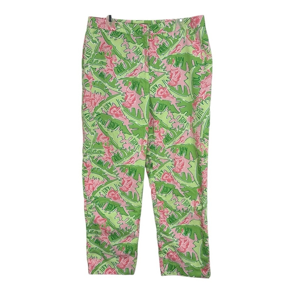 Vintage Lilly Pulitzer Women's Size 4 Musical Monkeys Green Pink Capri Pants